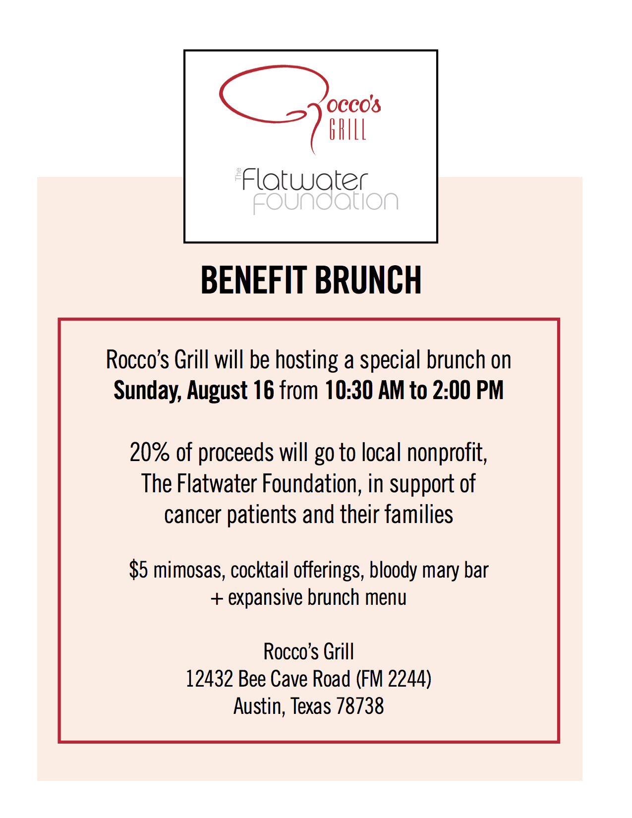 Roccos - Benefit Brunch - Graphic