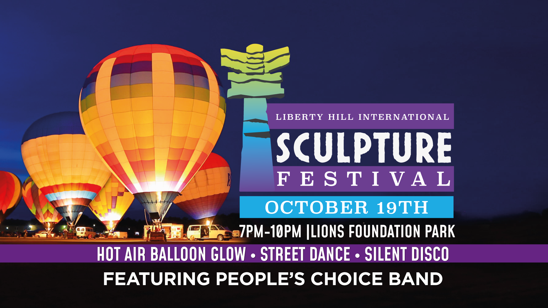 Liberty Hill Sculpture Festival Hot Air Balloon Glow & Street Dance