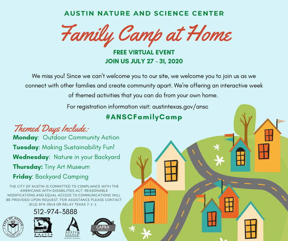 Austin Nature and Science Center Family Camp at Home - 365 Things Austin